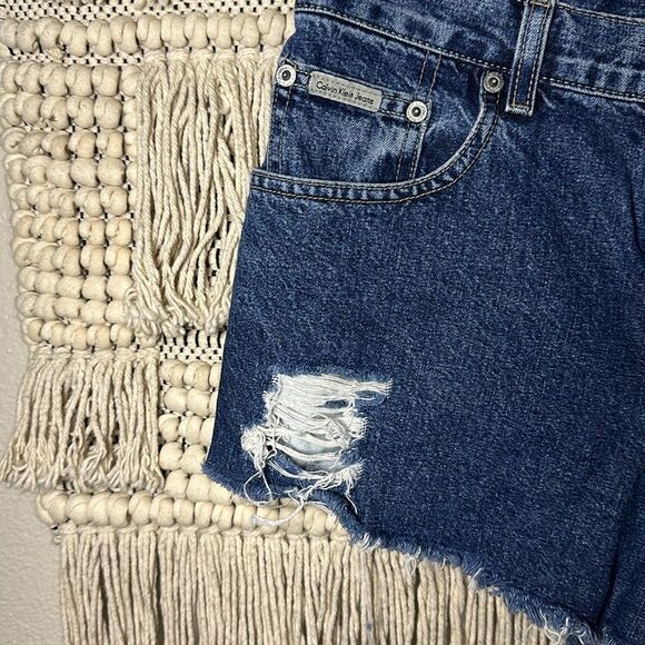Calvin Klein Blue Jean Cutoff Shorts - Picture 3 of 5